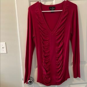 Love Always Ruched Long Sleeve lightweight sweater - dark pink